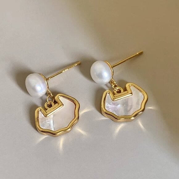 New Chinese ethnic style Ruyi lock(cloud) earrings temperament pearl earrings - Picture 3 of 3